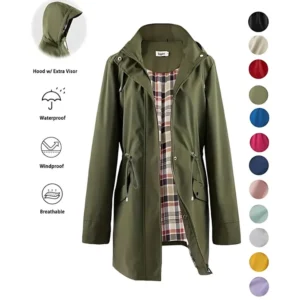✨ LAST DAY SALE 50% OFF✨🧥 Women's Long Hooded Rain Jacket Outdoor Raincoat Windbreaker
