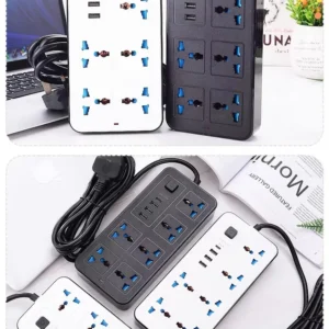 Universal Multi-Plug Power Strip with Extension Cord – UK/US Plug Version