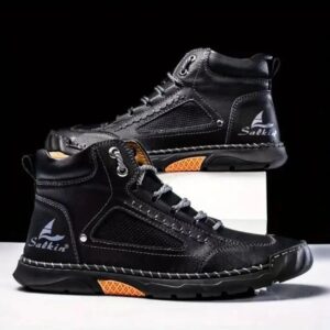 Men's Comfortable Handmade Leather Boots – Waterproof, Arch Support, Pressure Relief, Spacious Toe Box Outdoor Leather Shoes